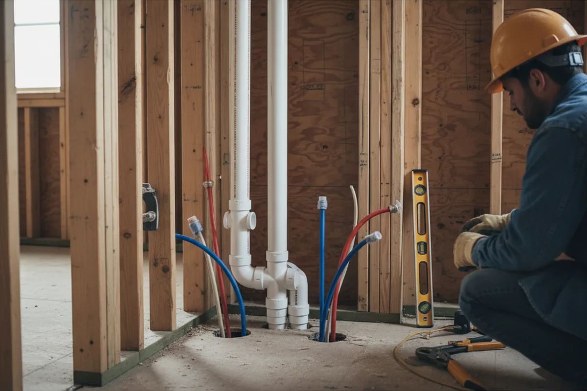 Drain and supply rough-in during Drain Cleaning in Whittaker
